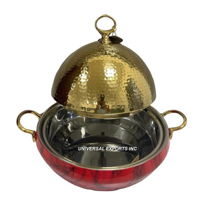 Marmite en acier inoxydable à double paroi polie brillante Casserole design de haute qualité, faite à la main, dernière collection de chauffe-plats en métal - Product Image 3