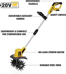 Cultivateur Électrique Sans Fil Portable Léger 21V, Mini Motoculteur à Faible <span class=keywords><strong>Bruit</strong></span>, Profondeur de Labour de 9 cm, Idéal pour Personnes Âgées, Outil de Jardinage CE RoHS - Product Image 6