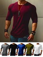 T-shirts décontractés pour hommes en coton 100% respirant et écologique, col rond, séchage rapide, tricotés, manches courtes, teints dans la masse