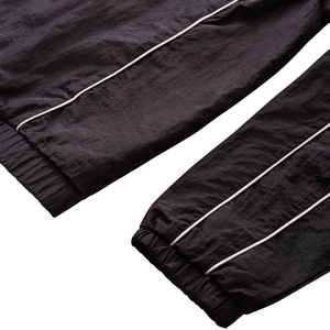 Zipper up Soft Shell Crinkle <strong>Track</strong> <strong>Pants</strong> 2 Piece Set Men With Piping Elastic Cuffs Unisex <strong>Nylon</strong> Windbreaker Tracksuit