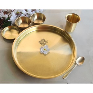 IndianArtVilla Juego de cena de 7 piezas con acabado mate liso de latón puro-12 "pulgadas para uso diario y servicio - Product Image 4