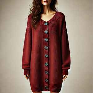 Design <b>Women</b> <b>Cardigan</b> Plus Size Knit Button <b>Long</b> Style Coat Sweaters Polyester - Product Image 2