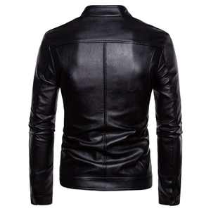 Chaqueta de Motociclista de Invierno para Hombre, Diseño Nuevo, Ajustada, de Cuero PU, con Cuello Alto, Bolsillos con Cremallera, Transpirable e Impermeable - Product Image 6