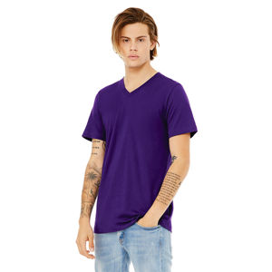Airlume เสื้อยืดคอวีแขนสั้นสำหรับทุกเพศ,เสื้อปั่นผ้าฝ้าย32 Single 100% Oz สีม่วง - Product Image 2