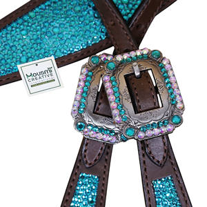 Exportación directa Argentina Cuero de vaca Caballo occidental Headstall Coraza Turquesa Cristales de diamantes de imitación Decorado Fabricante - Product Image 6
