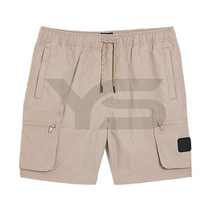 Short 100% coton pour hommes-Short respirant décontracté avec logo personnalisé-Short cargo solide à taille moyenne en non-tissé avec poches multiples à la mode - Product Image 1