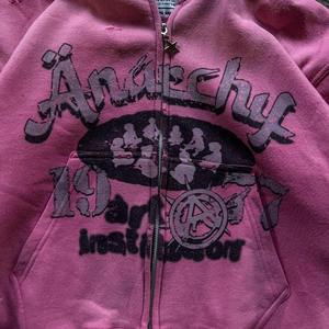 Custom Rhinestone Embroidery Patch French Terry Zip Up <b>Hoodie</b> Oversized Crop Zipper Hoodies Boxy Washed Zip up Hoodies - Product Image 4