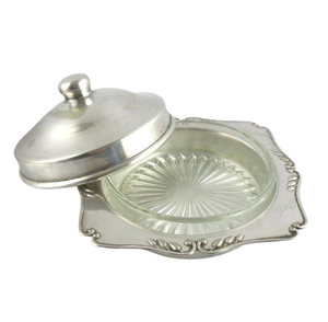 Plat à beurre en acier inoxydable de couleur métallique argentée Conçu sur mesure Style vintage Aspect brillant Cuisine Plats de table Assiettes - Product Image 5