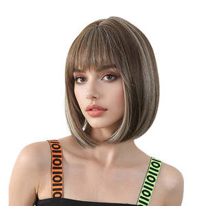 Jean-DWY 12-Inch Chic <b>Brown</b> MiraScalp <b>Wig</b> High Temperature Fiber Synthetic Hair Glueless Water Body Wave Styles High Fiber - Product Image 1