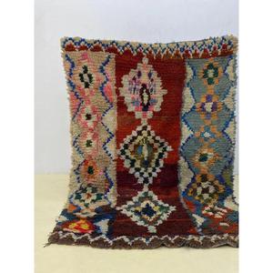 Tapis Boucherouite marocain authentique fait main, style bohème chic, coloré, vintage, artisanat Atlas, décoration. - Product Image 1