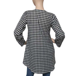 Top a cuadros estilo western para mujer - Negro y blanco - Product Image 3