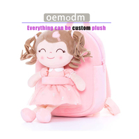 Sac à dos d'école en peluche personnalisé à faible MOQ avec poupée en peluche pour filles
