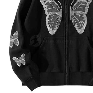 Sudadera con Capucha Personalizada OEM 2023 para Mujer, Talla Grande, Forrada, con Pedrería, Informal, Estampada, para Uso en Exteriores - Product Image 6