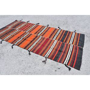 Tapis turc Vintage rouge noir traditionnel 4.6x 10.5ft grande surface laine Patchwork Design Latex pour décorations de salon - Product Image 2