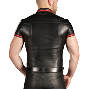 Polo en cuir d'agneau bleu, élégant et confortable pour des choix de mode audacieux - Product Image 3