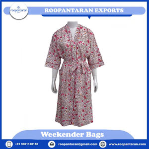 Kimono indien à motifs floraux imprimés en blocs pour femmes 100% coton Cambric Soft Breathable Spaghetti Strap Free Size Wraparound - Product Image 6