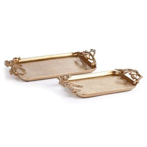 Bandeja DE SERVICIO DE METAL duradera y elegante dorada fundida de metal de nuevo estilo, perfecta para servir bebidas, aperitivos y Decoración elegante - Product Image 1