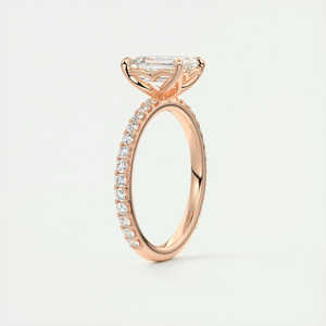 Bague de mariage en or massif 18 carats de créateur de luxe, bague de fiançailles solitaire en diamant de taille émeraude, cadeau de bijoux de style classique - Product Image 6