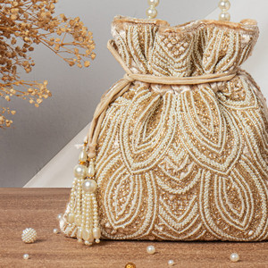 คลัทช์ปักพู่ทรงเรขาคณิตแบบหรูหราพร้อมลูกปัดมุกสไตล์โบฮีเมียนสำหรับเจ้าสาวและฟังก์ชั่น - Product Image 2