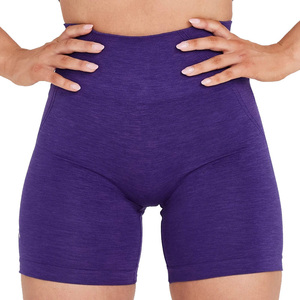 2023 femmes taille haute entraînement Fitness Leggings bout à bout sport Biker Shorts solide cordon bonne vente Shorts chauds - Product Image 2