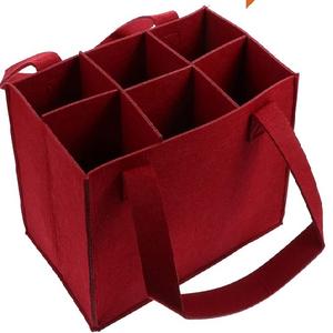 Sac à vin unique personnalisable tendance feutre cuir Style Portable Six bouteilles couleurs personnalisées Styles deux poignées pas de fermeture à glissière - Product Image 5