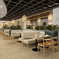 Fabricant de mobilier de restaurant, banquette incurvée moderne rembourrée, canapé, table et chaise de salle à manger pour café et hôtel