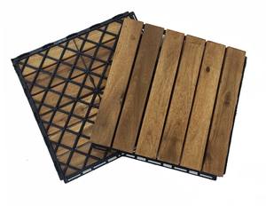 ACACIA Azulejos de cubierta de madera 6-SLAT 300X300X19MM Diseño moderno de calidad superior para decoración al aire libre Suave Bajo MOQ Precio barato Exportación - Product Image 1