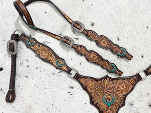 Customized Horse Accessories Leather Headstall With Breastplate for Horse Riding Use Western Designer Headstall - Product Image 2