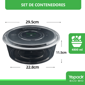 Confezione da 60 scatole monouso in plastica tonda da pranzo da 4800ml contenitori con coperchi spediti dal Messico