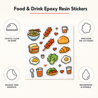 Lot de stickers en résine époxy pour amateurs de cuisine, motifs superposés Ramen, Croissant, Œuf, Brocoli, pour commande en gros, ensemble de fournitures créatives, couleur personnalisable