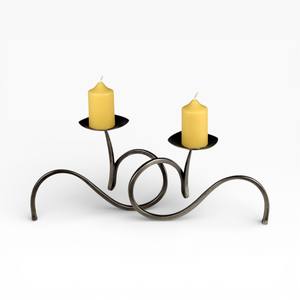 Porte-bougie double en métal noir moderne avec un design ondulé artistique pour la décoration intérieure contemporaine - Product Image 1