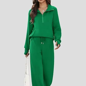 Conjunto Deportivo Informal para Mujer, Conjunto de Sudadera y Pantalones Deportivos Transpirables de Secado Rápido, Manga Larga, 100% Algodón, Conjunto Deportivo de Invierno - Product Image 1