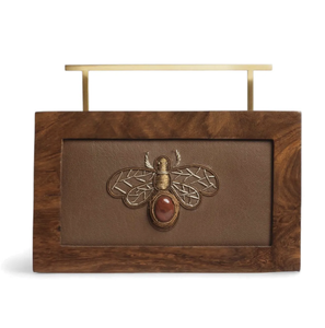 Sac à main vintage en bois et résine avec fermeture éclair, protection RFID, élégant et portable, pour femme, idéal pour les soirées estivales, vente en gros - Product Image 5