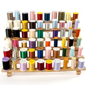 1 estante de hilo de madera, estante de hilo de madera lisa y estante de hilo organizador para coser con ganchos colgantes - Product Image 3