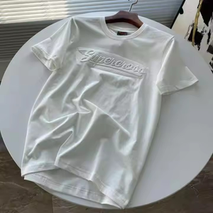 เสื้อยืดลายนูนทำจากผ้าฝ้ายสำหรับทุกเพศเสื้อยืดปักโลโก้แบบสะพายไหล่ทรงโอเวอร์ไซส์ระบายอากาศได้ดีปรับแต่งโลโก้ได้ตามต้องการ - Product Image 4