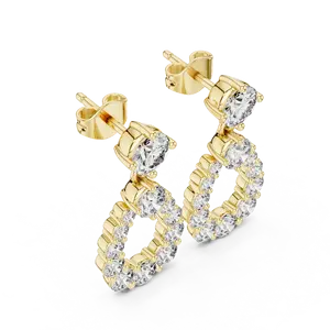 ต่างหูเพชรทรงกลม ดีไซน์ทรงหยดน้ำ - Product Image 5