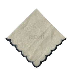 Servilletas de Lino Blanco Puro al por Mayor con Diseño de Borde Festoneado para Fiestas en Casa, Bodas, Eventos, Regalos para Damas de Honor - Product Image 1