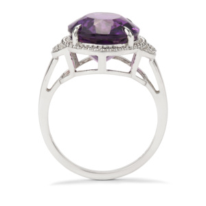 Bague en améthyste uruguayenne 8,89 ct avec zircon blanc, argent sterling plaqué or, bijoux de mode - Product Image 3