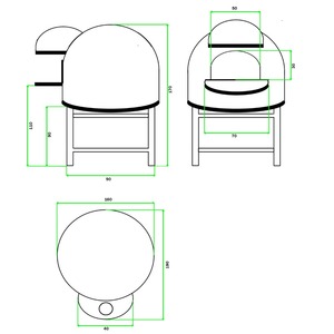 Lò nướng gỗ ngoài trời thủ công 130 cm đường kính 6/7 Công suất bánh <span class=keywords><strong>pizza</strong></span> sóng màu be với đế - Product Image 6