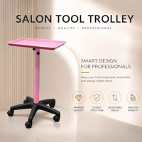 Chariot de rangement rose réglable pour salon de coiffure avec plateau et roulettes pour salon de beauté et barbier
