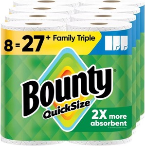 Bounty Quick-Size 8ม้วนกระดาษดูดซับพิเศษ (20ม้วนปกติเทียบเท่า) 3-ทนทานสำหรับห้องครัว - Product Image 1