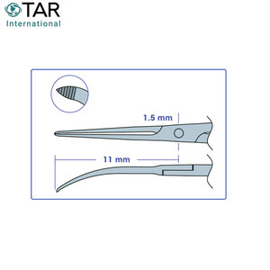 Forceps de capsulorhexis à pointe acérée dentelée à action croisée interverrouillable, largeur 1,5 mm, instruments chirurgicaux ophtalmiques - Product Image 5