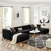 Ensemble de canapé sectionnel rond moderne 6 pièces personnalisé Chaise double avec tissu noir et blanc pour la maison Meubles de salon