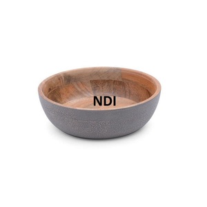 <b>Kitchen</b> Catering Item Used Decorative Fruit Salad Serving Wooden Bowl Modern Design Rounded Fruit Chat Serving Bowl - Product Image 2