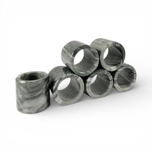 Anillo para Servilletas de Mármol Gris Facetado con Bordes Angulares Modernos para Decoración de Mesa Contemporánea, Único - Product Image 4