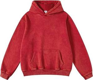 Sudadera con capucha Vintage Heavyweight para hombre, sudadera de algodón de felpa de gran tamaño con estilo de calle lavado para invierno - Product Image 1