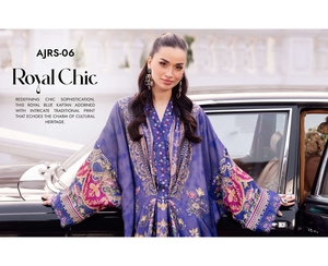 Asim jofa ชุดเดรส3ชิ้นลายพิมพ์ดิจิตอลสีฟ้าสุดชิคความซับซ้อนปักลายแบบดั้งเดิม