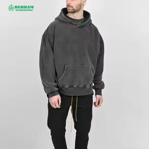 Sweat à capuche unisexe personnalisé avec logo brodé, effet délavé, vintage, en molleton/éponge française, respirant, séchage rapide, 100% coton lourd - Product Image 4