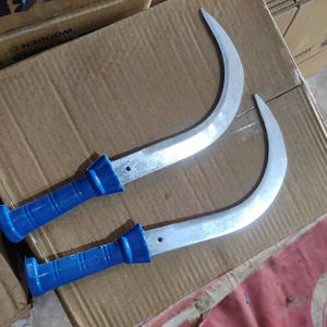 Faucille de jardin en acier à dents de fer avec finition zinguée et oxyde noir, lame de 11 pouces, manche en bois, en promotion - Product Image 1