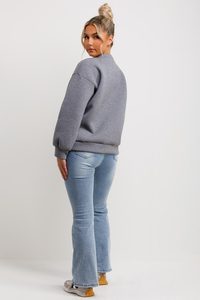 Sudadera con lazo de mujer con escote redondo gris personalizado de calidad superior con manga larga sudadera de mujer y sudaderas con capucha de entrenamiento para mujer - Product Image 2